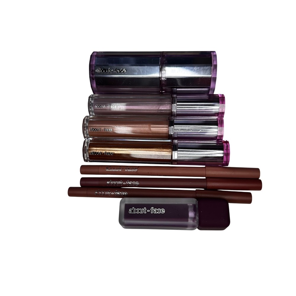 about-face Makeup Lot Light Lock Highlight Fluid Lip Gloss Lip Liner Set